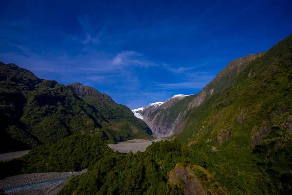 Franz Josef Glacier and valley floor, Westland, South Island, New Zealand — Stock Photo, Image