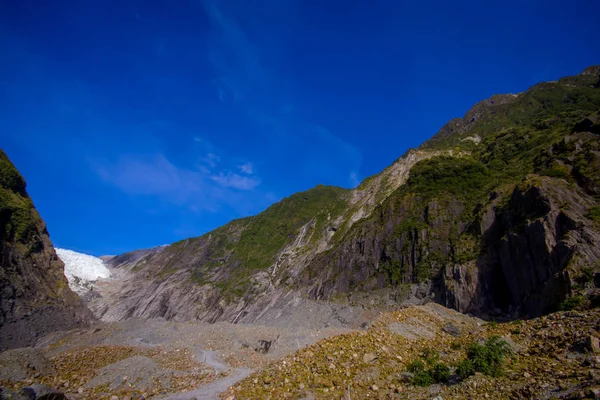 Franz Josef-gleccserhez és a völgy emelet, Westland, South Island, Új-Zéland — Stock Fotó