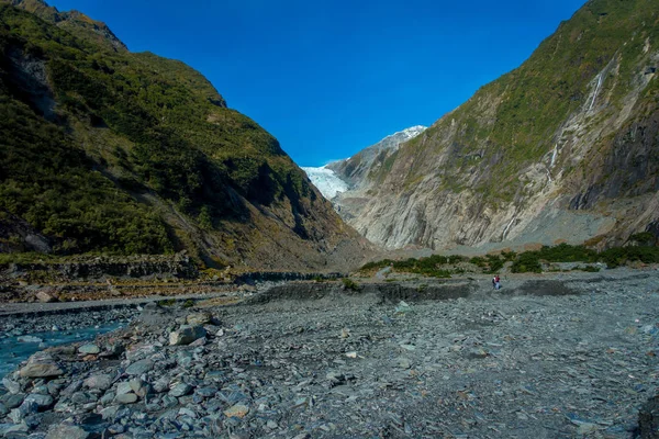 Franz Josef-gleccserhez és a völgy emelet, Westland, déli-sziget, Franz Josef Glacier Nemzeti Park, Új-Zéland — Stock Fotó