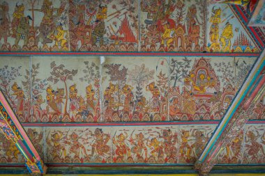 Bali, Endonezya - 08 Şubat 2017: Kraliyet Sarayı, Ramayana Ramayana cehennemden Hinduist sahneleri bir Hindu destanlar, Endonezya Hindu dininin temel olduğunu