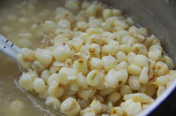 Primo piano di una pagnotta cotta ecuadoriana cucina tipica andina — Foto Stock