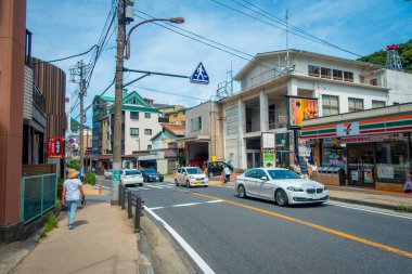 Hakone, Japonya - 02 Temmuz 2017: Hakone kentsel küçük Caddesi'nin Japon tarzı