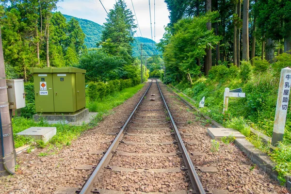 Vasúti Hakone Tozan kábel vonat line Gora állomáson, Hakone, Japán — Stock Fotó