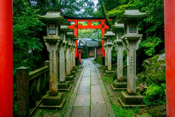 Kyoto, Japonia - 05 lipca 2017: Torii bramy Fushimi Inari Taisha Przybytek w Kioto w Japonii. Istnieje ponad 10.000 torii bramy o Fushimi Inari — Zdjęcie stockowe