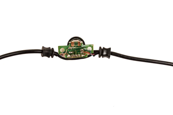 Detail elektrický kabel standardní na bílém pozadí. Průřez v bílém pozadí — Stock fotografie
