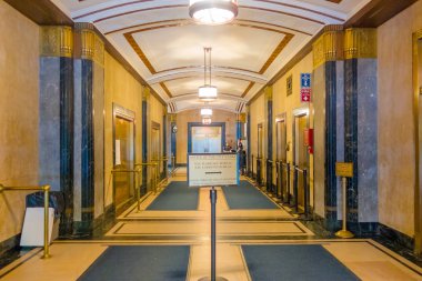 New York, ABD - 05 Mayıs 2017: Görünümünden içinde evlilik Büroları genel Resepsiyon koridor, Chinatown, Manhattan New York, New York City Tezgahtarlar binasında