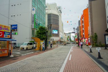 Hakone, Japonya - 02 Temmuz 2017: Sokakların güzel manzara. Ayrıca otobüs durağı Hakone Tozan otobüs için geri Hakone-Yumoto ve Odawara sağlar