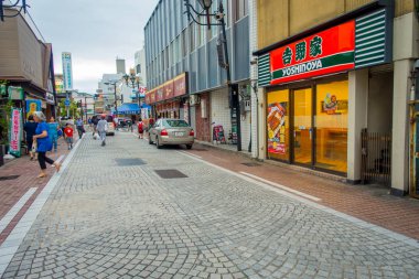 Hakone, Japonya - 02 Temmuz 2017: Hakone kentsel küçük Caddesi'nin Japon tarzı