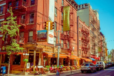 New York, ABD - 05 Mayıs 2017: Manhattan New York ve New York ABD özellikle Litle İtalya alanında sokaklarında