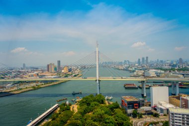 Osaka, Japonya - 18 Temmuz 2017: Güzel bir gün Japonya'nın Osaka city Osaka bölgesinde güzel manzarasına