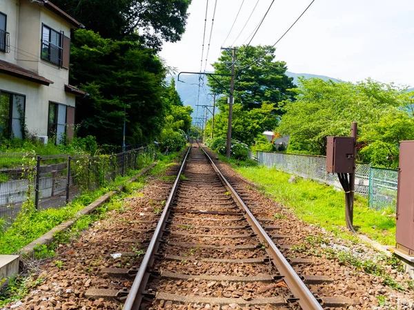 Vasúti Hakone Tozan kábel vonat line Gora állomáson, Hakone, Japán — Stock Fotó