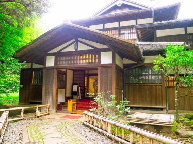 Kyoto, Japonya - 05 Temmuz 2017: Kyoto tipik stilize japanesse evde girin