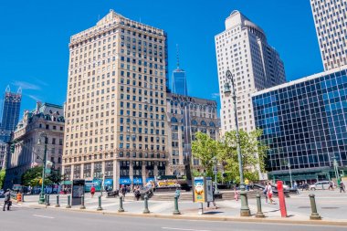 New York, ABD - 22 Kasım 2016: New York City ABD'de muhteşem binalarının ve gökdelenlerin ile New York şehrinin güzel manzara