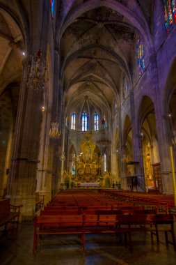 Palma De Mallorca, İspanya - 18 Ağustos 2017: Aziz Eulalia kilise Palma de Mallorca, İspanya'da bulunan güzel kapalı görünüm