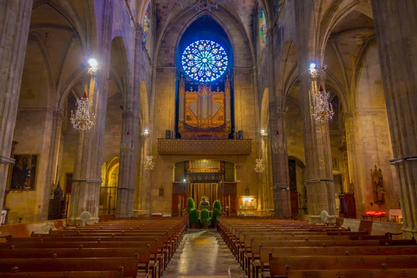 PALMA DE MALLORCA, ESPAÑA - 18 AGOSTO 2017: Hermosa vista interior de la iglesia de Santa Eulalia situada en Palma de Mallorca, España —  Fotos de Stock