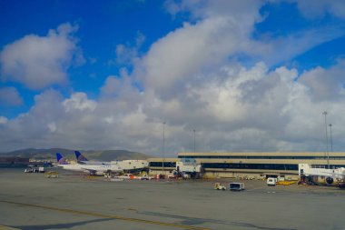 San Francisco, California - 13 Nisan 2014: United Airlines uçak Terminal 3'te San Francisco International Airport.