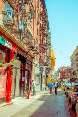 New York, ABD - 05 Mayıs 2017: Manhattan New York ve New York ABD özellikle Litle İtalya alanında sokaklarında