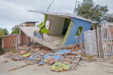 House Destroyed by The April 16Th, 2016 during the Earthquake Measuring 7.8 on the Richter Scale, South America, Manta Ecuador clipart