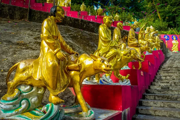 Beelden in het klooster van de Tienduizend Boeddha's in Sha Tin, Hong Kong, China. — Stockfoto