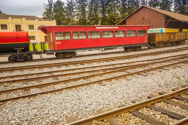 Quito, Ekwador 20 sierpnia 2017: Pociągi ekwadorski steam colomotive w chinbacalle Muzeum, znajduje się w mieście Quito, Ekwador — Zdjęcie stockowe