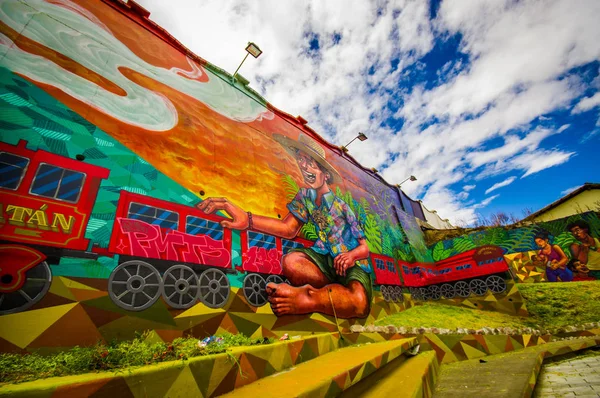 Augusztus 20-2017 Quito, Ecuador: Szép utcai graffiti a falon, a központi Quito, Ecuador — Stock Fotó