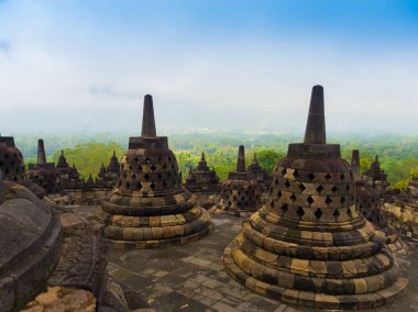 9. yüzyıl Mahayana Budist tapınağı Borobudur, Yogyakarta, Java Adası, Endonezya yakınındaki Magelang Regency