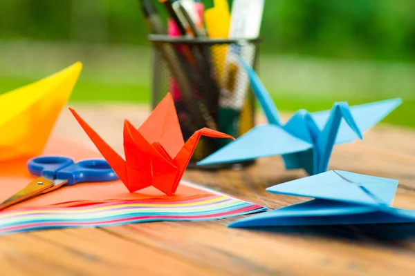 Closeup shot of colorful papers to make origami art — Stock Photo, Image