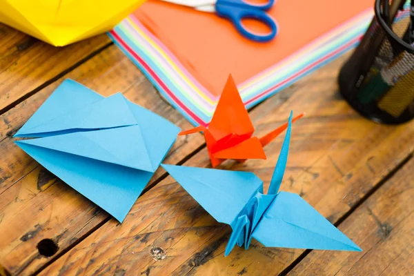 Closeup shot of colorful papers to make origami art — Stock Photo, Image