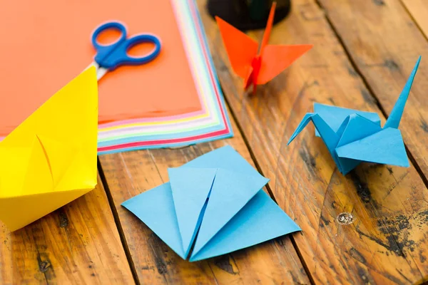 Closeup shot of colorful papers to make origami art — Stock Photo, Image