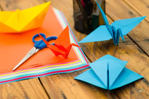 Closeup shot of colorful papers to make origami art — Stock Photo, Image