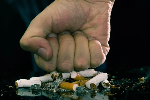 Close up of a hand representing a STOP Smoking. World no tobacco day — Stock Photo, Image