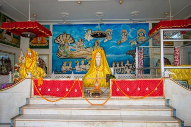 Jaipur, Hindistan - 19 Eylül 2017: Bir tapınak Tanrıça Kali Ma ve Tanrı Bhairav Murti Jaipur yerel tapınağında kapalı görünümünü. Hint tanrıları ve Rajasthan Tanrıça heykelleri