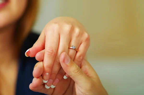 Close up shot of man holding a hand of a woman — Stock Photo, Image