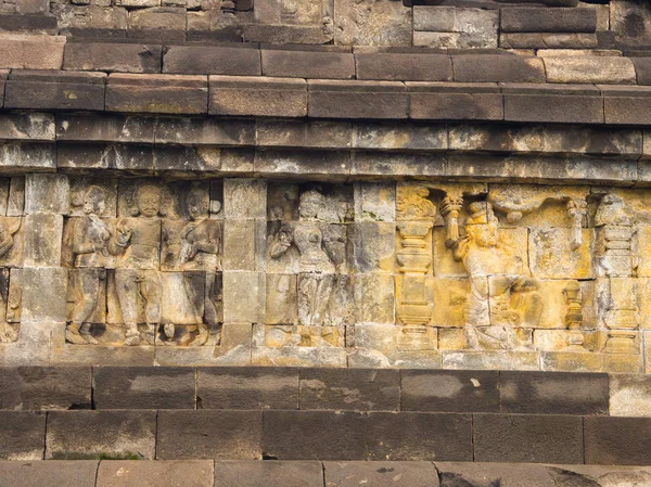 Bas Rölyef, Borobudur Tapınağı, orta Java konumda — Stok fotoğraf