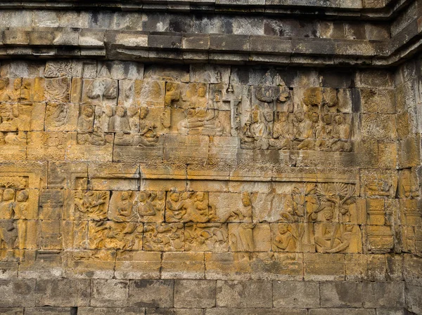 Bas-relief, Temple Borobudur, Emplacement en Java central — Photo