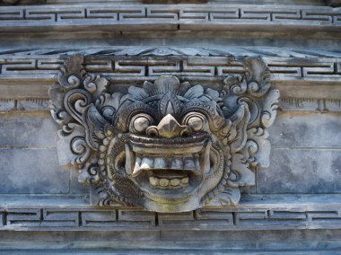 Bali, Endonezya - 11 Şubat 2017: Uluwatu Tapınağı Bali Adası, Endonezya uçmuş bir yapıda, kapat