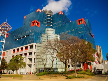 Osaka, Japonya - 02 Temmuz 2017: Osaka, Japonya cityscape Abeno bölgesinde büyük binada