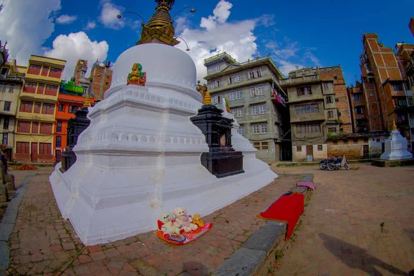 Kathmandu, nepal 15. oktober 2017: abendblick von bodhnath stupa - kathmandu - nepal, fish eye effect — Stockfoto