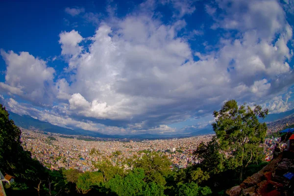 Krásná krajina města pohled z Swayambhunath, Nepál Káthmándú — Stock fotografie