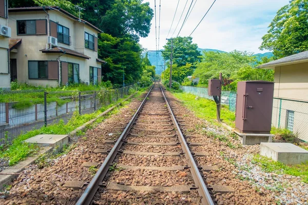 Vasúti Hakone Tozan kábel vonat line Gora állomáson, Hakone, Japán — Stock Fotó