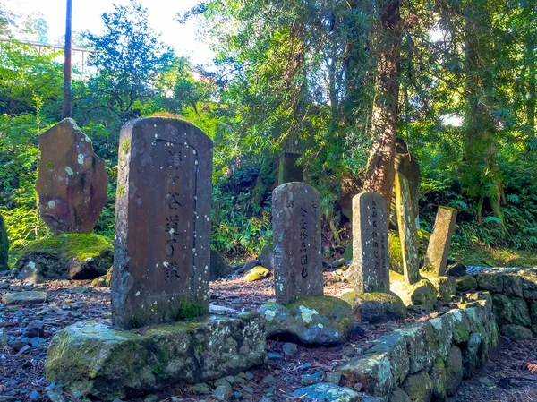 Nara, Japón - 26 de julio de 2017: Primer plano de la carta de Japón en un trozo de roca en el jardín del Templo Todai Ji, en Tokio —  Fotos de Stock