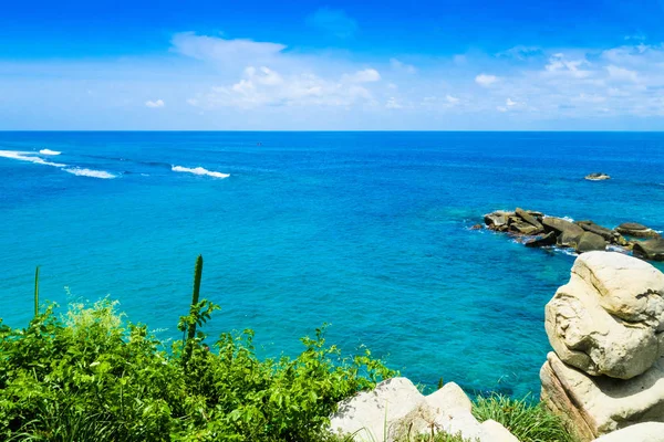 Csodálatos kilátás nyílik Cabo San Juan, Tayrona természetes Nemzeti Park, Kolumbia beach — Stock Fotó