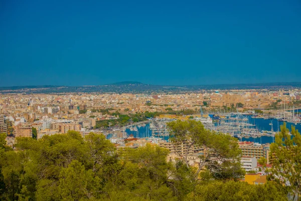 Palma De Mallorca, İspanya - 18 Ağustos 2017: Palma de Mallorca, İspanya mavi güneşli bir günde Palma de Mallorca, şehrin panoramik manzaralarını — Stok fotoğraf
