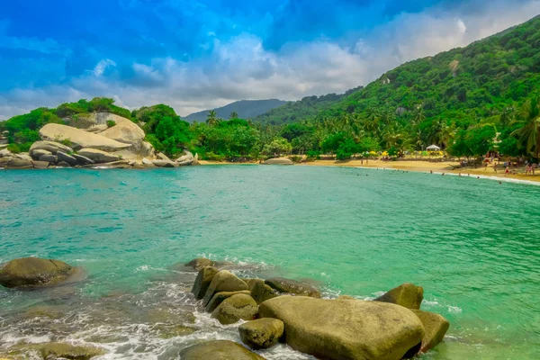 Bela vista da praia no Cabo San Juan, Parque Nacional Tayrona, Colômbia — Fotografia de Stock