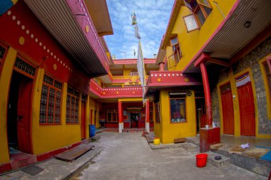 Pokhara, Nepal - 06 Ekim 2017: Tibet Mülteci yerleşim Nepal kapalı görünüm