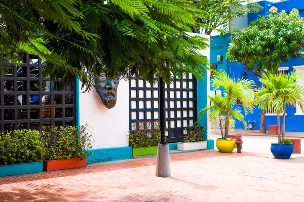 SANTA MARTA, COLOMBIA - OCOTBER 10, 2017: Beautiful outdoor view of a building in Santa Marta, Colombia