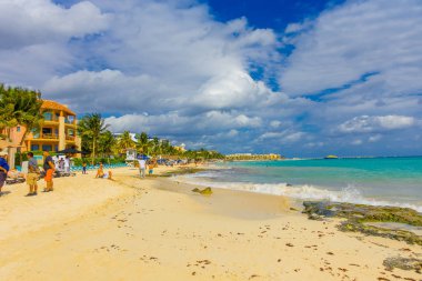 Bir Playa del Carmen, Meksika - 10 Ocak 2018: tipik bir Caribbean başvurmak, Playa Del Carmen Meksika
