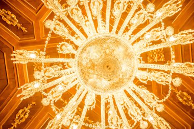 Quito, Ekvator, Ocak, 11 - 2018: aşağıda sonraCarondelet Sarayı hükümet Quito, Ekvator sarı ışıkla lambaların görünümü