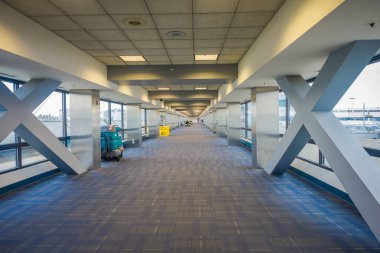 Houston, Eeuu, Ocak, 29, 2018: Kapalı bir görünümünü bir Houston Havaalanı koridor