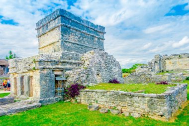 Quintana Roo, Yucatan Yarımadası, Meksika içinde bir tulum Maya harabelerini fresklere Tapınağı